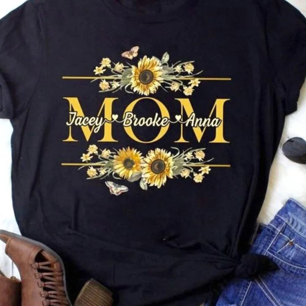Personalized Mom Shirt With Kids Names Grandma Custom Shirt Mothers Day Shirt